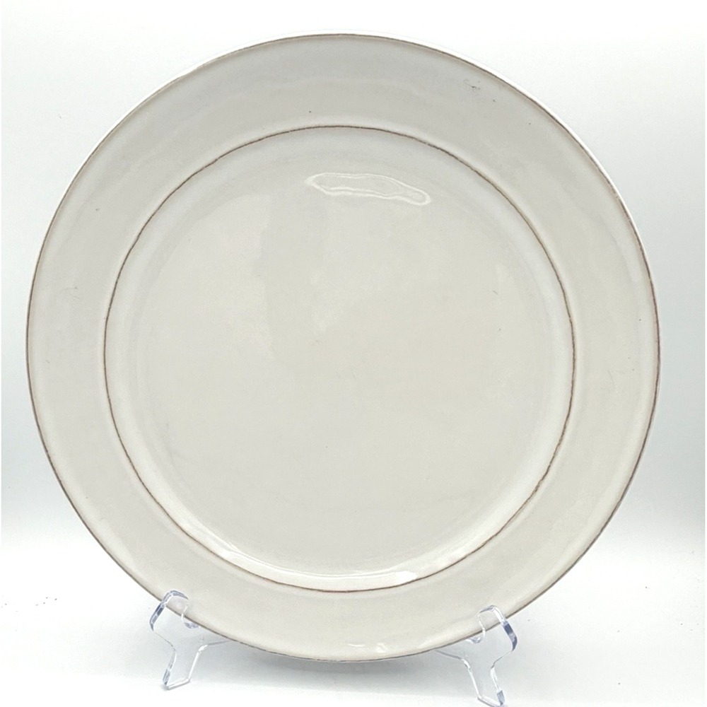 6 Pottery Barn CAMBRIA Dinner Plates 11.75" Hand Crafted Portugal Stone White